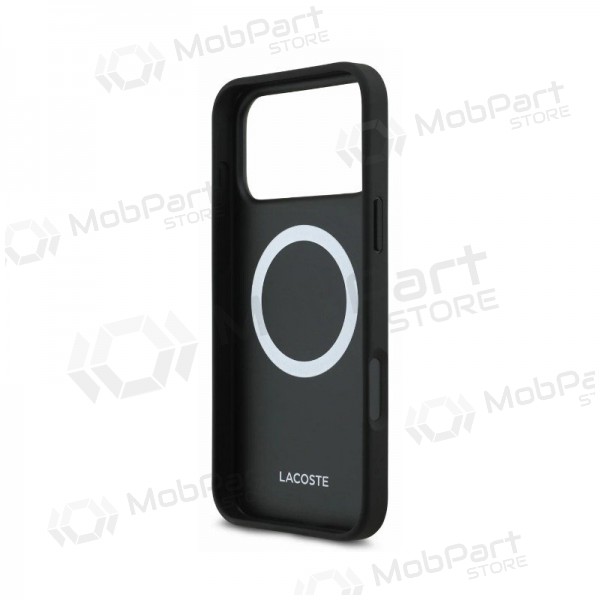 Custodia per Apple iPhone 18 Pro - Lacoste PVC Petit Pique Semi Wrap Embossed MagSafe (nero)