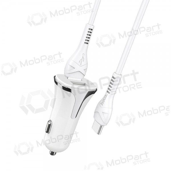 Caricatore automobilinis Hoco Z31 Quick Charge 3.0 (3.4A) x 2 USB + Type-C (bianca)