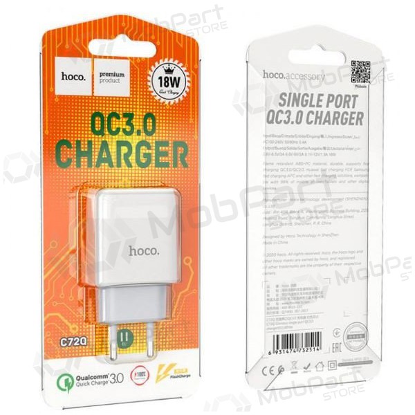 Caricatore HOCO C72Q Glorious USB (QC3.0) (bianca)