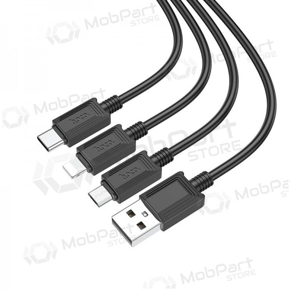 USB cavo Hoco X74 3in1 microUSB-Lightning-Type-C 1.0m (nero)
