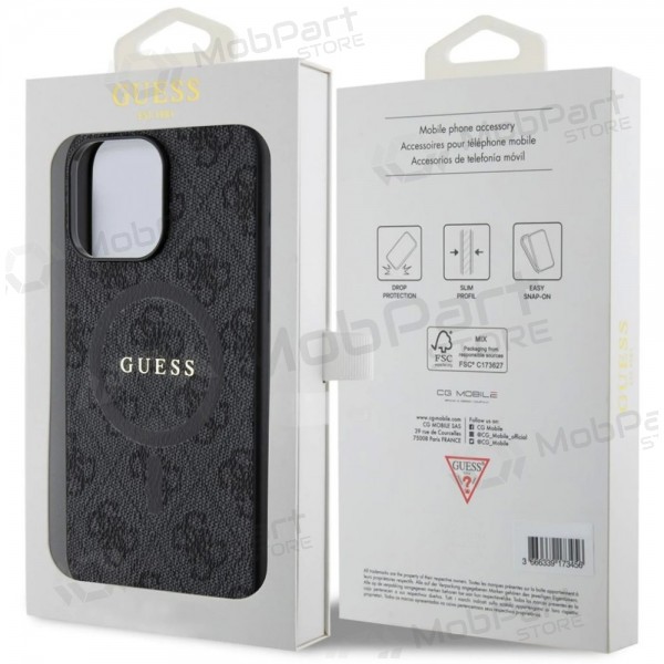 Custodia per Apple iPhone 15 Pro Max - Guess PU Leather 4G Colored Ring MagSafe (nera)
