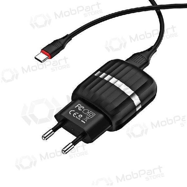 Caricatore BOROFONE BA24A Vigour Dual USB + Type-C cavo (5V 2.4A) (nero)