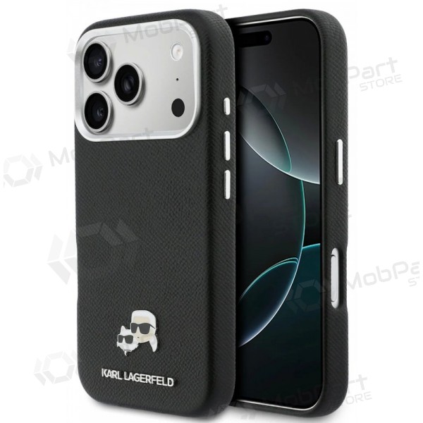 Custodia per Apple iPhone 17 Pro - Karl Lagerfeld PU Karl and Choupette Heads Pins MagSafe (nera)