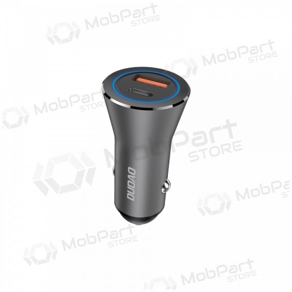 Caricabatterie per telefono da auto Dudao R4Max 55 W USB-C + USB-A grigio