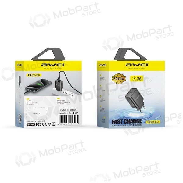 Caricabatterie per telefono Awei PD61-EU 20 W USB-C bianco