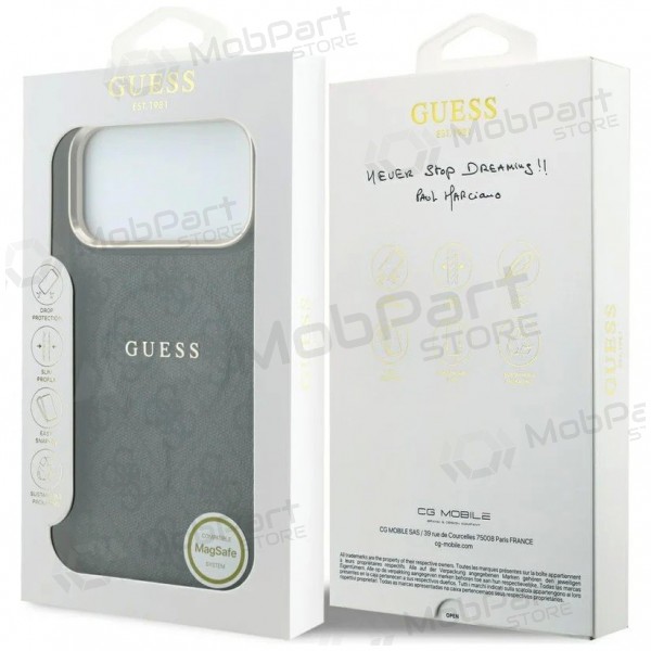 Custodia per Apple iPhone 18 Pro - Guess PU Leather 4G Gold Frame Embossed MagSafe (nera)