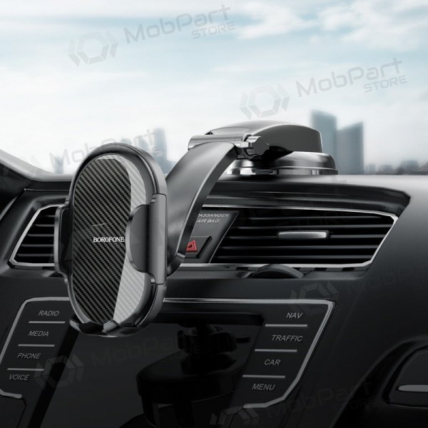 Supporto per telefono da auto Borofone BH73 sul cruscotto, vicino al parabrezza 4.5–7.0 pollici.
