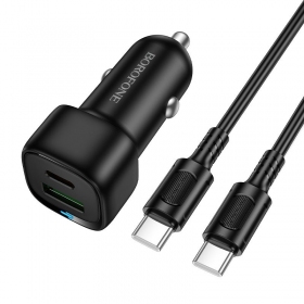 Caricabatterie da auto Borofone BZ34B 38 W USB-C + USB-A PD QC nero