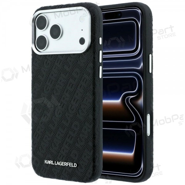 Custodia per Apple iPhone 18 Pro Max - Karl Lagerfeld PU Grained Allover Semi Wrap MagSafe (nera)