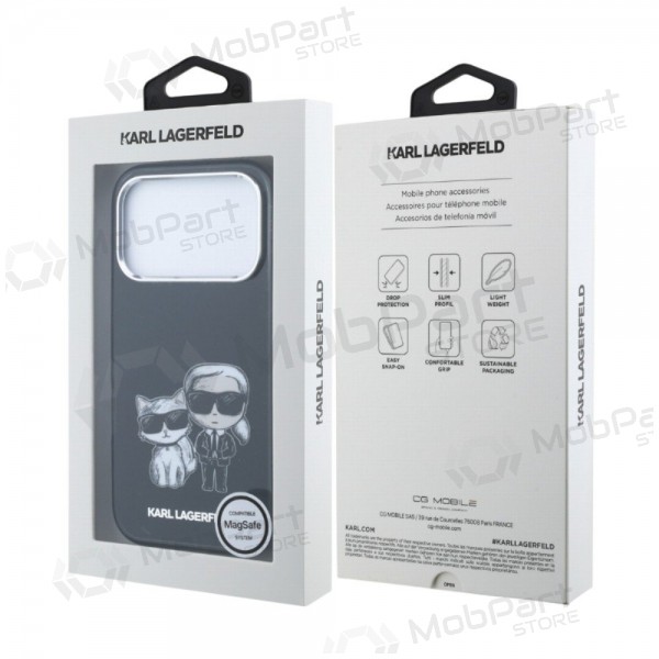 Custodia per Apple iPhone 18 Pro - Karl Lagerfeld PU Semi Wrap Smooth Sketch Bodies MagSafe (nera)