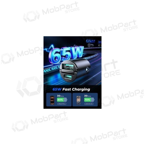 Caricabatterie da auto Joyroom JR-CCN18 65 W USB-C + USB-A nero