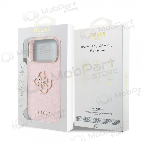 Custodia per Apple iPhone 17 Pro Max - Guess PU Grained 4G Resin Metal Logo (rosa)