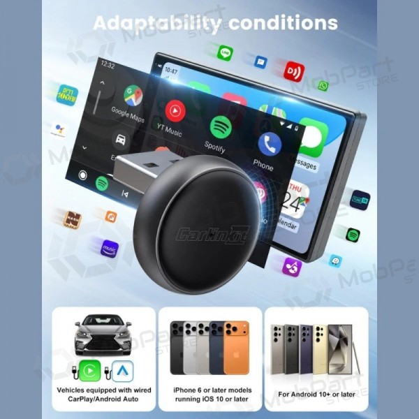 Adattatore CarPlay Carlinkit Mini Ultra3 wireless Android Auto nero