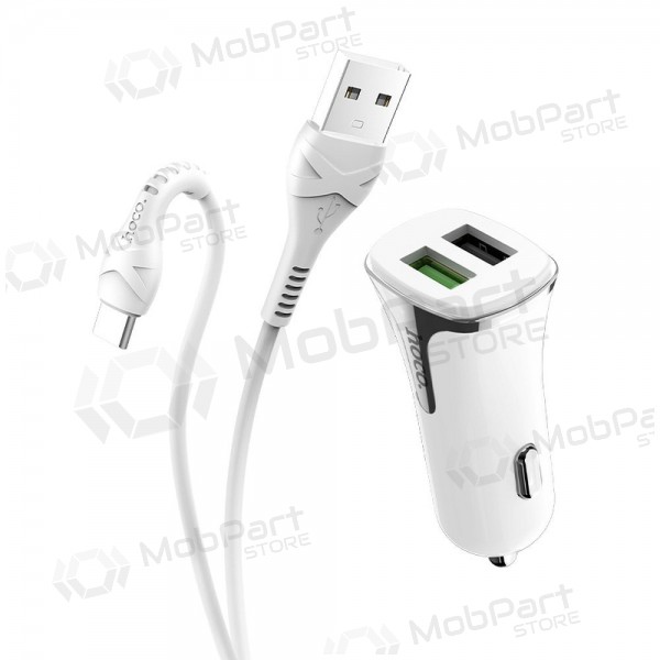 Caricatore automobilinis Hoco Z31 Quick Charge 3.0 (3.4A) x 2 USB + Type-C (bianca)