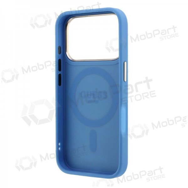Custodia per Apple iPhone 18 Pro - Guess PU 4G Ring Stand MagSafe (blu)