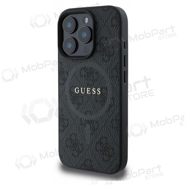 Custodia per Apple iPhone 16 Pro Max - Guess PU Leather 4G Colored Ring MagSafe (nera)