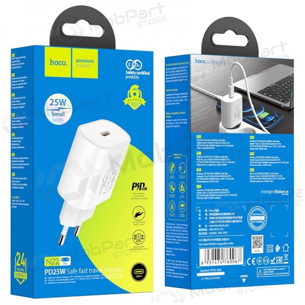 Caricabatterie per telefono Hoco N22 25 W USB-C bianco