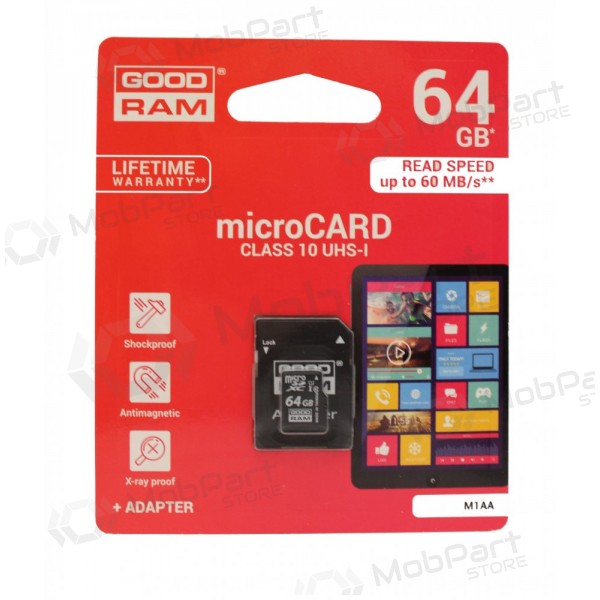 Scheda di memoria GOODRAM MicroSD 64Gb (class 10) + SD adapter
