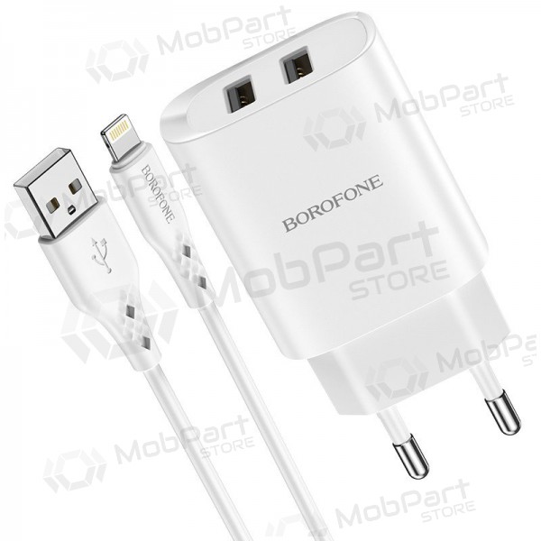 Caricatore Borofone BN2 2xUSB 2.1A + Lightning (bianca)