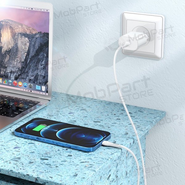 Caricabatterie per telefono Hoco N22 25 W USB-C con cavo Lightning 1 m bianco