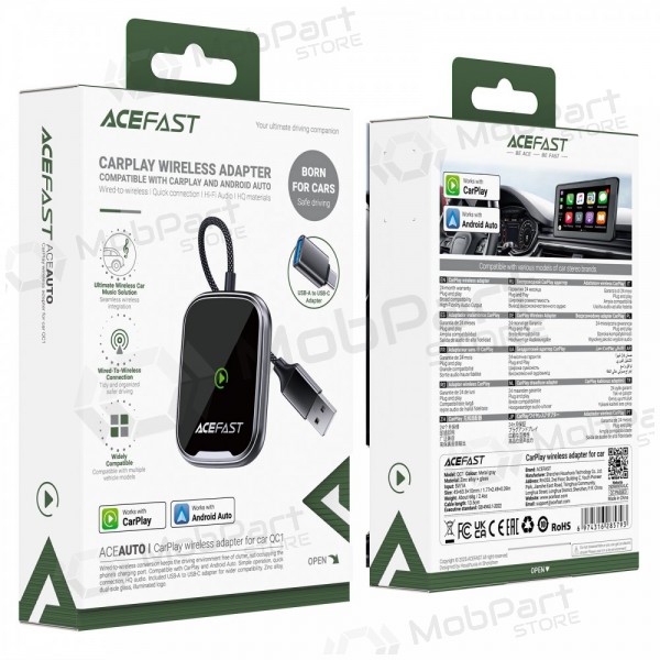 Adattatore CarPlay Acefast QC1 wireless Android Auto nero