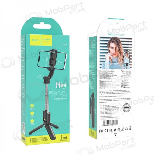 Bastone per selfie Hoco K17 Mini su trikojo funkcija nero