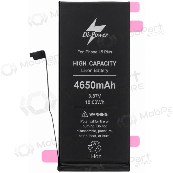 Batteria Apple iPhone 15 Plus, accumulatore Di-Power 4650 mAh (capacità aumentata)
