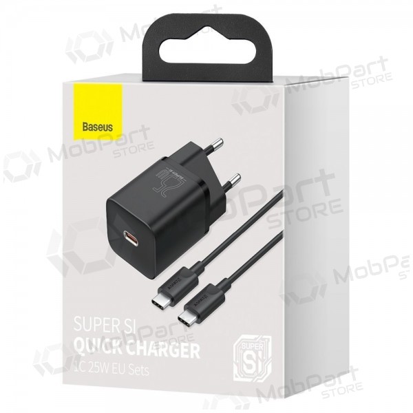 Caricatore buitinis Baseus Super Si 25W + Type-C 1.0m nero TZCCSUP-L01