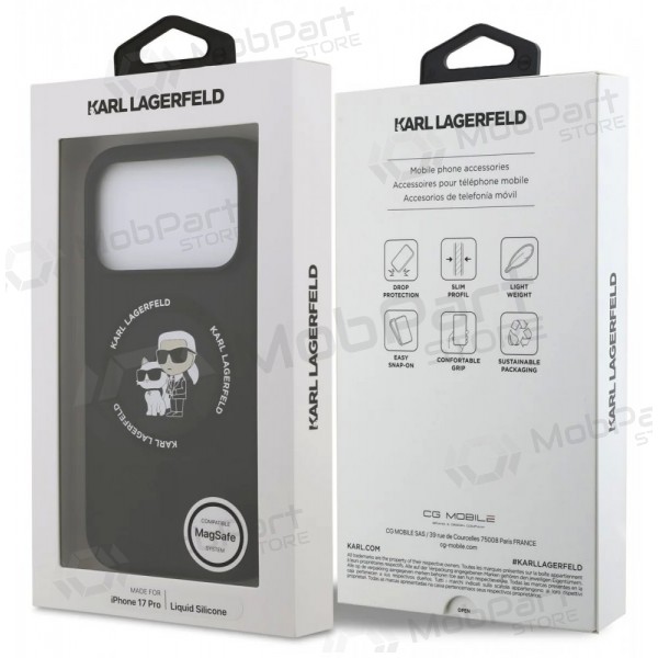 Custodia per Apple iPhone 17 Pro - Karl Lagerfeld Liquid Silicone Karl and Choupette MagSafe (nero)