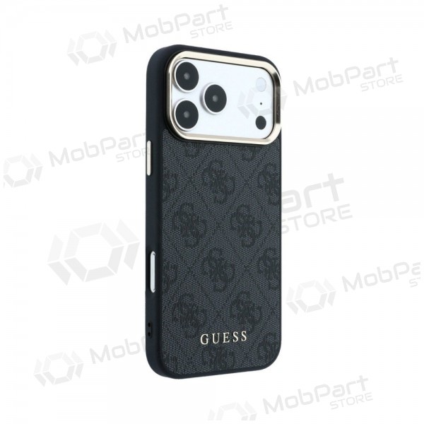Custodia per Apple iPhone 18 Pro - Guess PU Leather 4G Gold Frame MagSafe (nera)