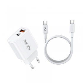 Caricabatterie per telefono Remax RP-U120 20 W USB-C + USB-A con cavo USB-C 1 m bianco
