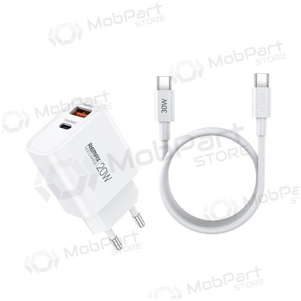 Caricabatterie per telefono Remax RP-U120 20 W USB-C + USB-A con cavo USB-C 1 m bianco