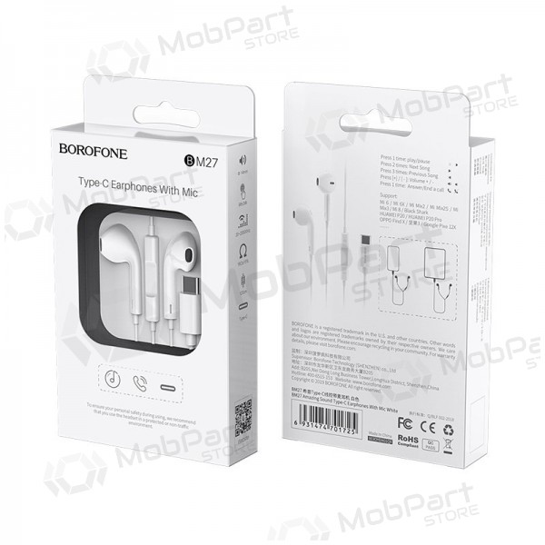 Mani libere Borofone BM27 Type-C (bianco)