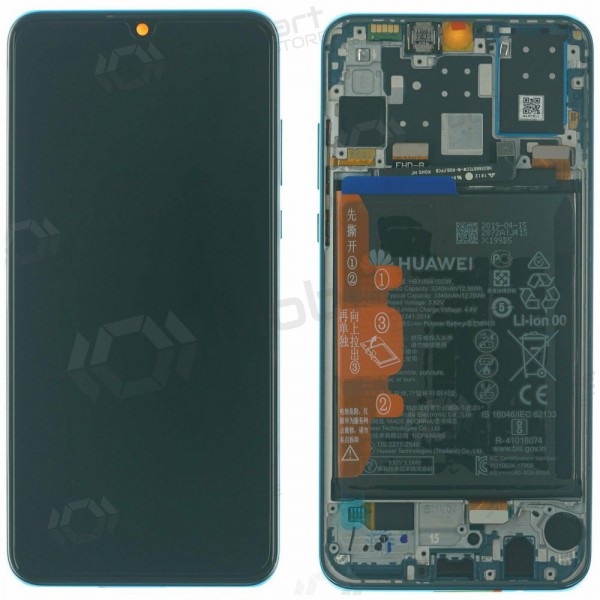 Huawei P30 Lite 48MP schermo / display (blu) (Peacock Blue) (con una cornice e batteria) (service pack) (originale)
