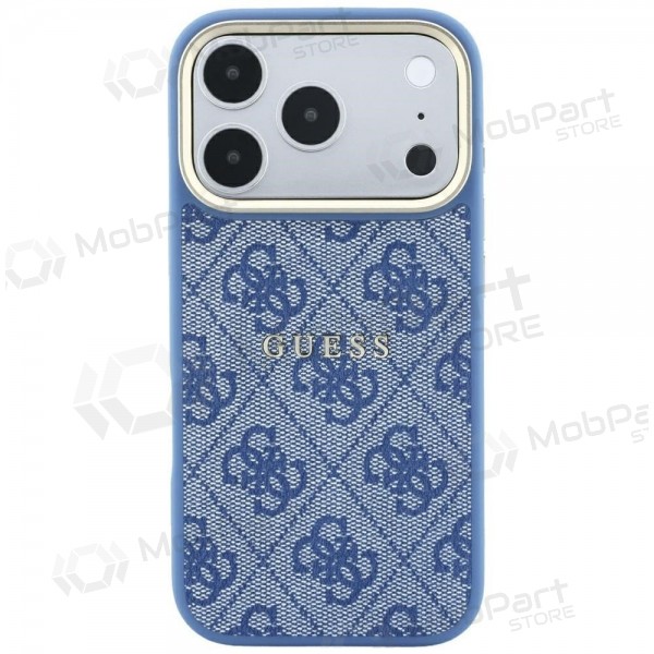 Custodia per Apple iPhone 18 Pro - Guess PU Leather 4G Gold Frame Embossed MagSafe (blu)