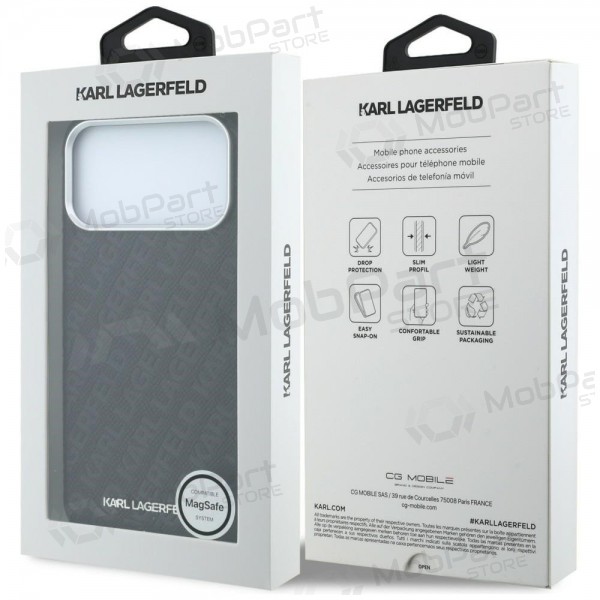 Custodia per Apple iPhone 18 Pro - Karl Lagerfeld PU Grained Allover Semi Wrap MagSafe (nera)