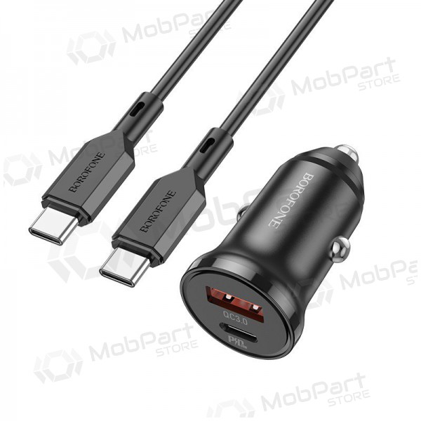 Caricatore automobilinis Borofone BZ18A USB-A/Type-C PD20W+QC3.0 + Type-C (nero)