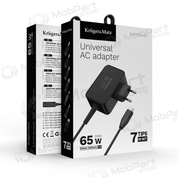 Caricabatterie universale per laptop Kruger&Matz 65W nero
