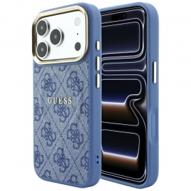 Custodia per Apple iPhone 18 Pro - Guess PU Leather 4G Gold Frame Embossed MagSafe (nera)