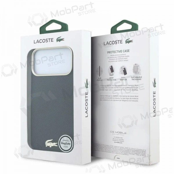 Custodia per Apple iPhone 18 Pro Max - Lacoste PU Leather Champs Elysees Gold Logo MagSafe (nera)