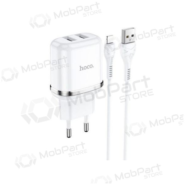 Caricatore HOCO N4 Aspiring Dual USB + type-C cavo (5V 2.4A) (bianca)