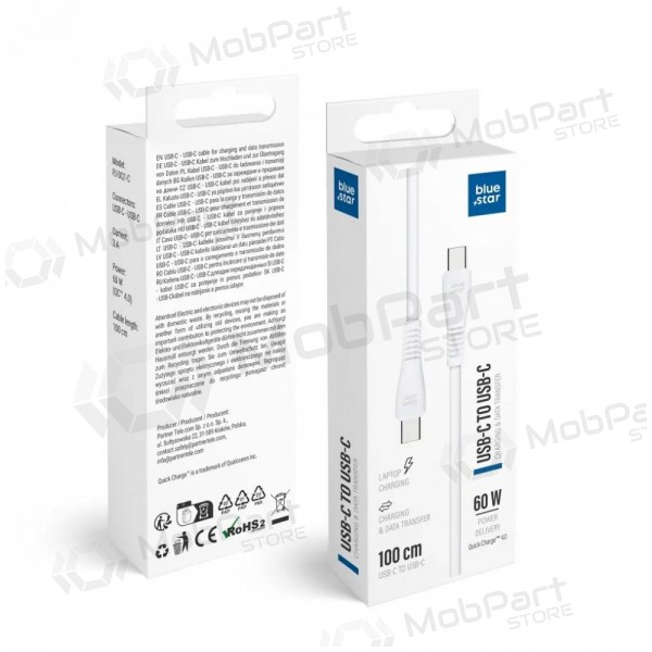 Cavo USB-C Blue Star PJ-DQ1-C USB-C a USB-C 1 m 60 W bianco