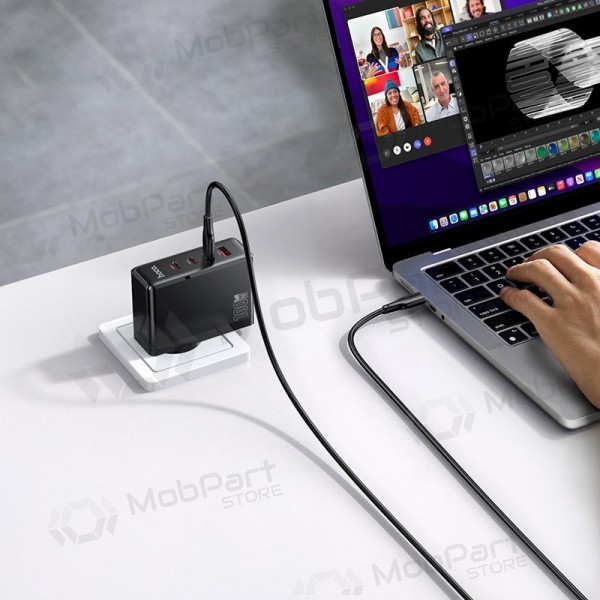 Caricabatterie per telefono Hoco N85 100 W 3x USB-C + USB-A nero