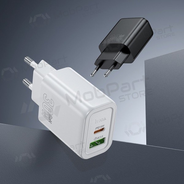 Caricabatterie per telefono Hoco N63 30 W GaN USB-C + USB-A nero