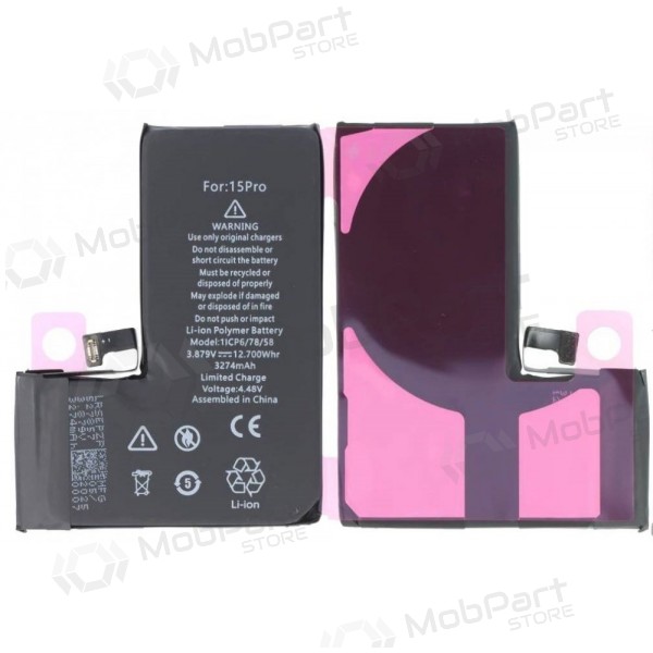 Batteria per Apple iPhone 15 Pro, accumulatore (Self-Diagnosable) (Premium)