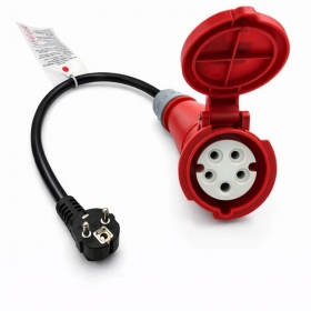 Adattatore Reach CEE 16A 400 V a 220 V Schuko nero
