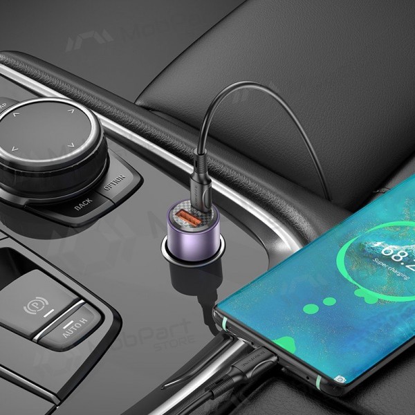 Caricabatterie per telefono da auto Borofone BZ20A 83 W PD QC 3.0 USB-C + USB-A nero