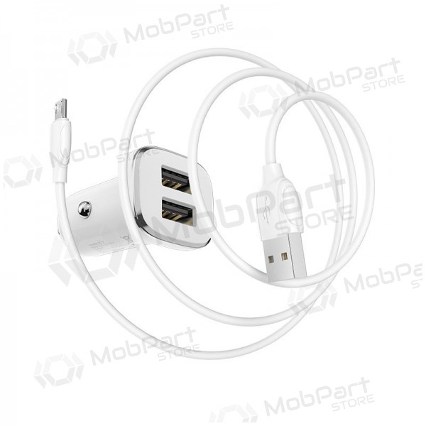 Caricatore automobilinis Borofone BZ12 USB + microUSB (2.4A) (bianca)