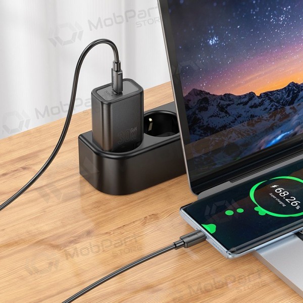 Caricabatterie per telefono Hoco N62 GaN USB-C con cavo USB-C da 1 m nero