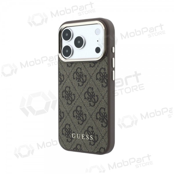 Custodia per Apple iPhone 18 Pro - Guess PU Leather 4G Gold Frame MagSafe (marrone)